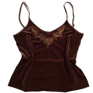 90’s vintage fairycore velvet brown tank top